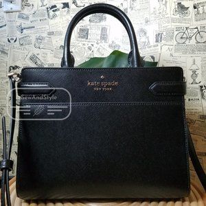 Kate Spade Staci Medium Satchel Black Crossbody Brand New saffiano leather